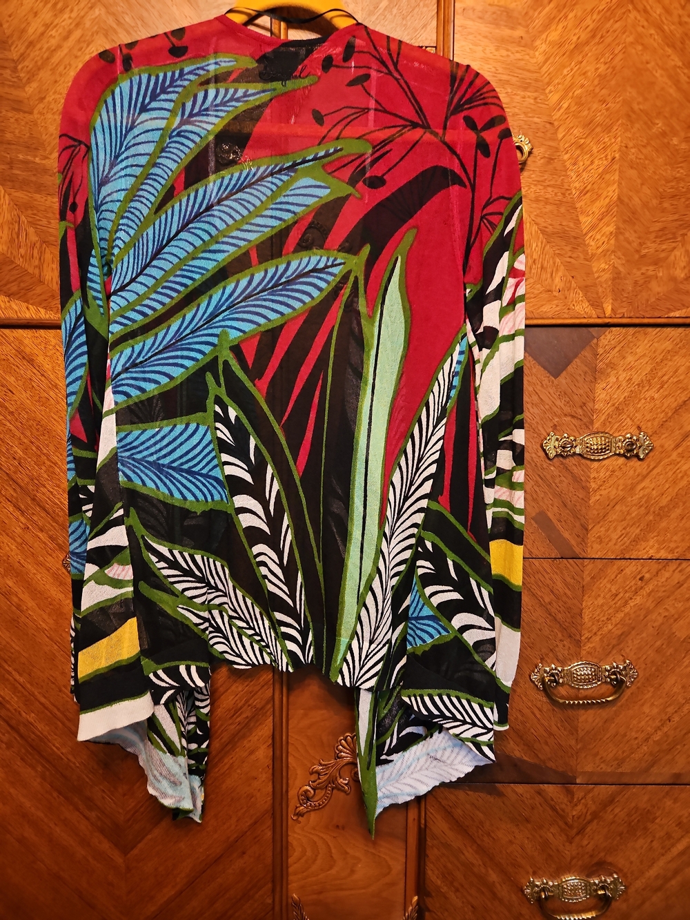 Desigual Red Botanical Size Medium Open-Front Cardigan - Picture 7 of 9